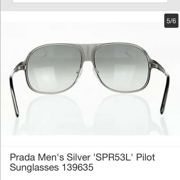 PRADA Men's Silver 'SPR53L' Pilot Sunglasses - Picture 9 of 14